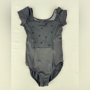 Mirella Black Dance Leotard w/Heart Mesh Detailing